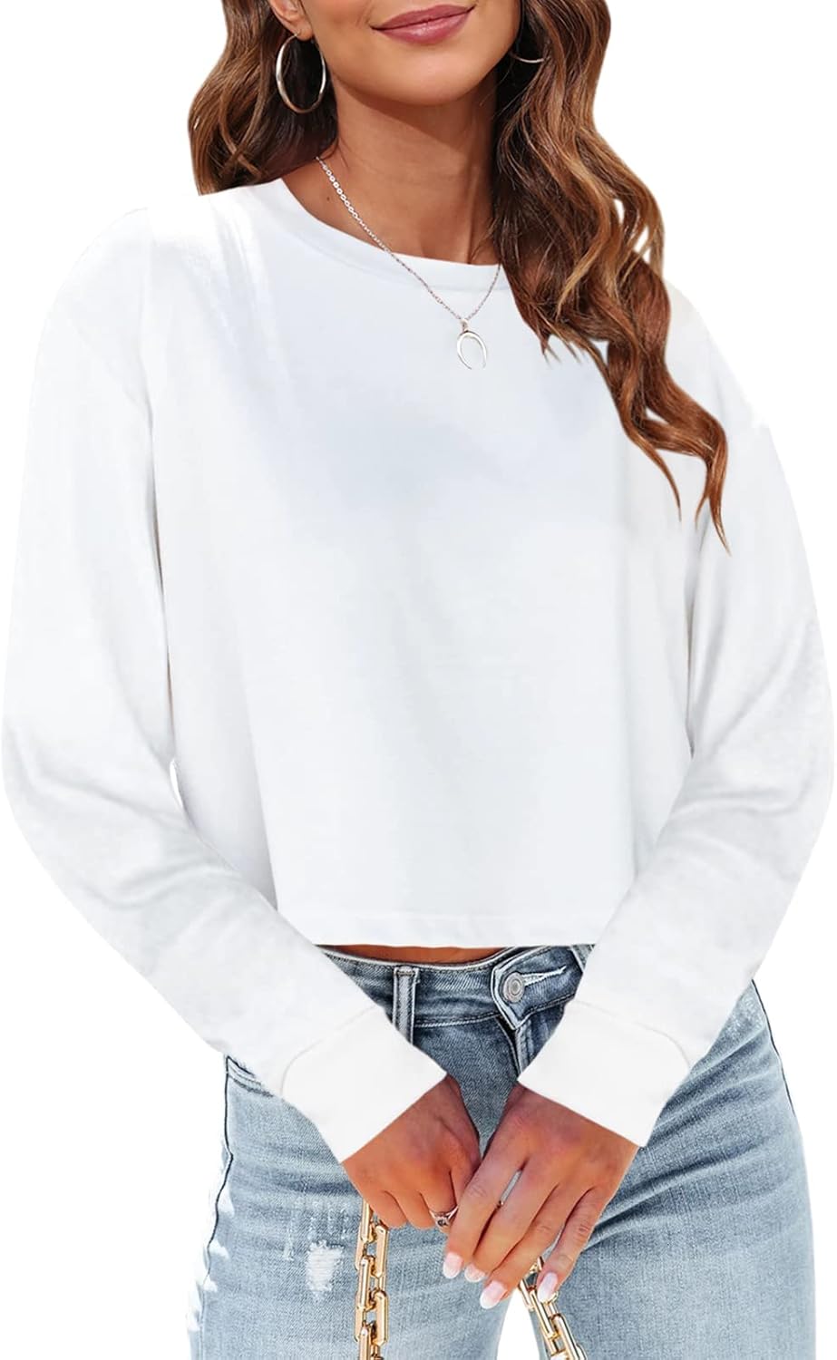 Tankaneo Womens Long Sleeve Crop Tops, Special Fall Cropped Sweatshirts 2024, St...