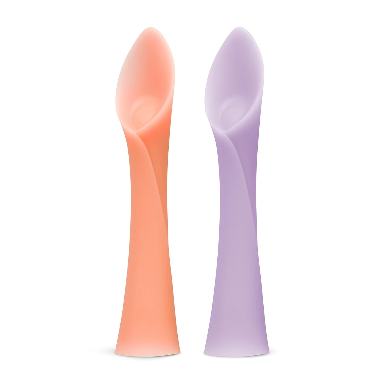 Olababy 100% Silicone Soft-Tip Training Spoon for Baby Led Weaning 2pack (Coral/...