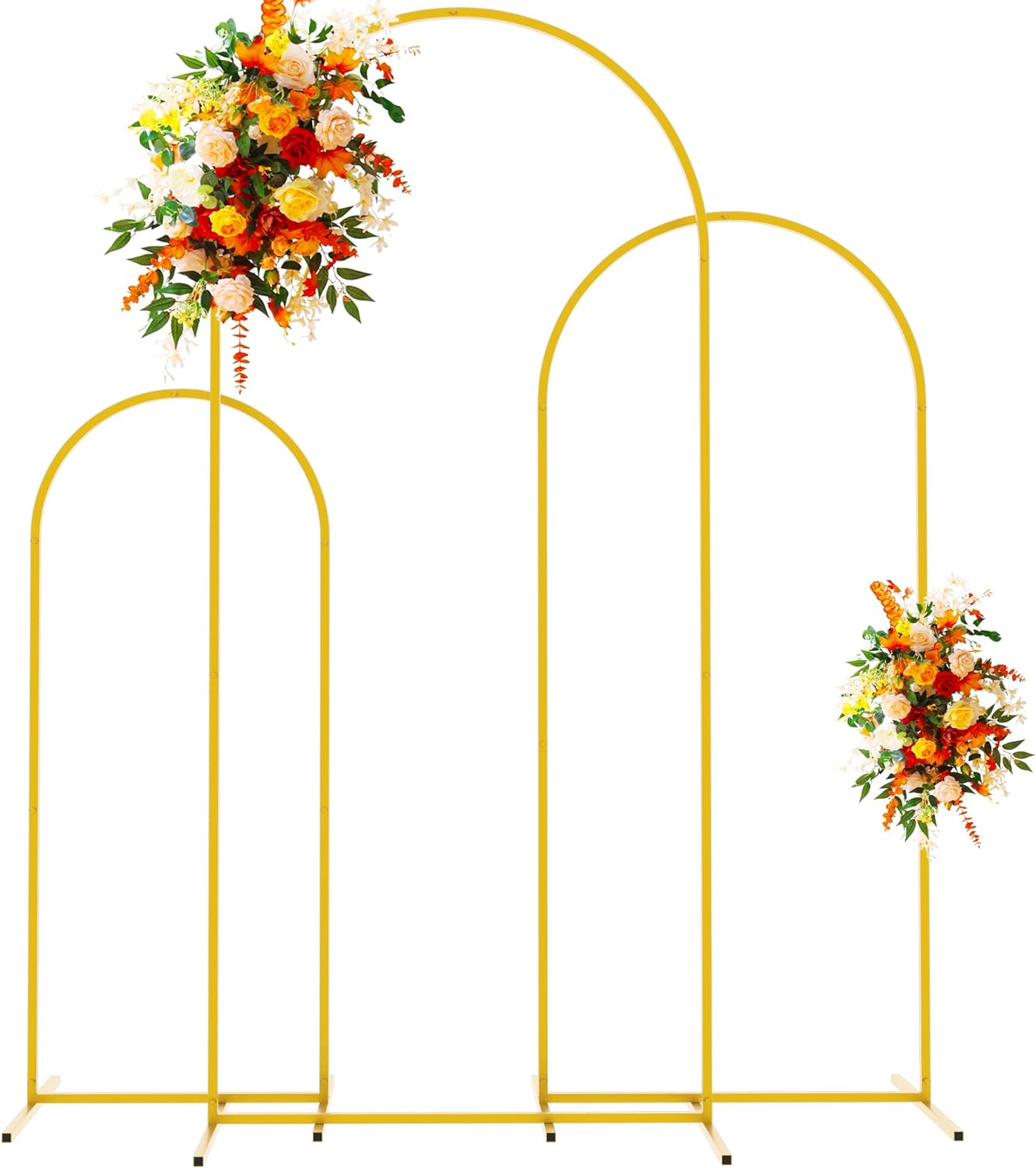 Putros Metal Arch Backdrop Stand Gold Wedding Arch Stand Set of 3 (6FT/5FT/4FT)...