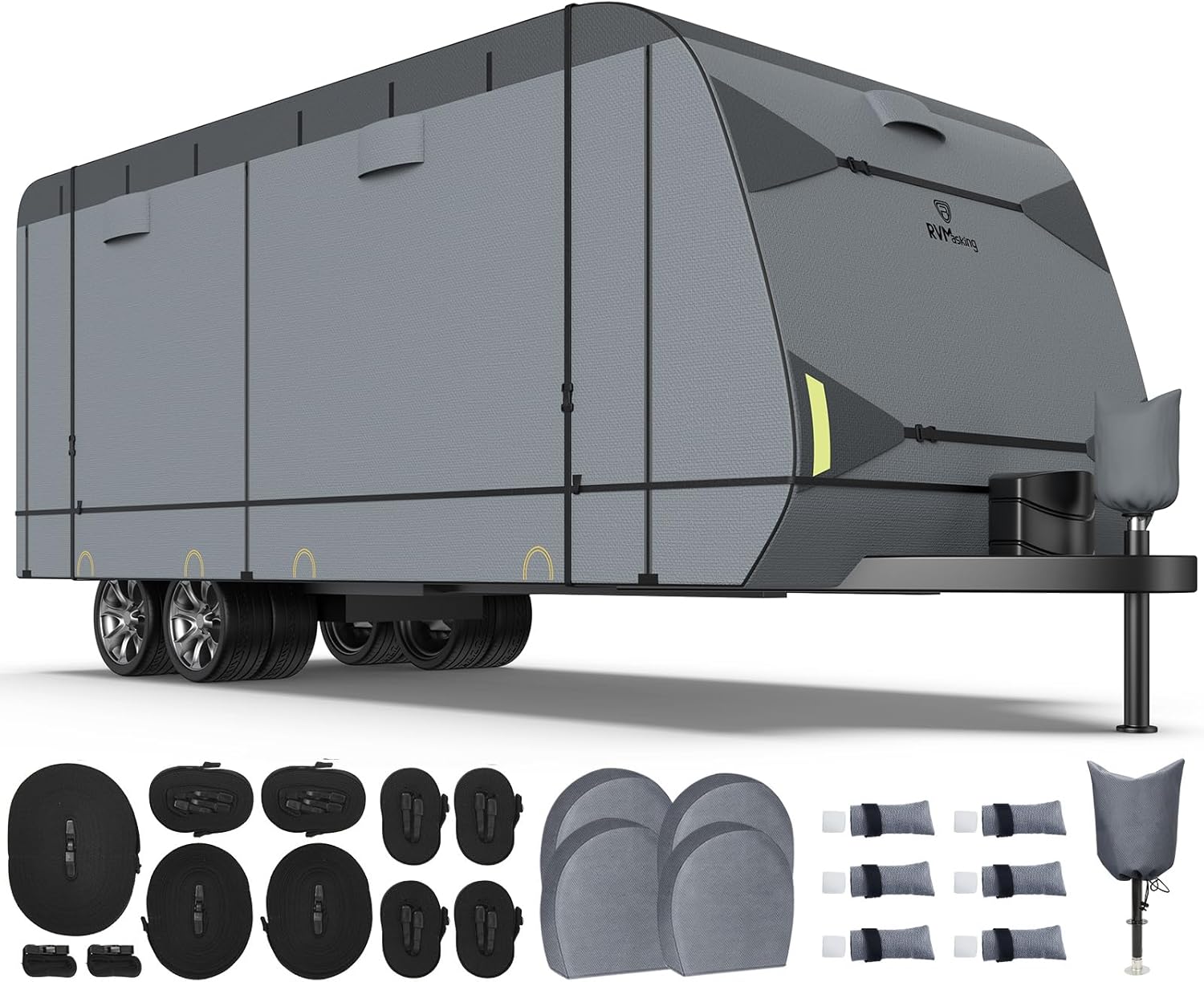 7 Layers Top Heavy Duty RV Travel Trailer Cover for 20'1"-22', Windproof Rip-Sto...