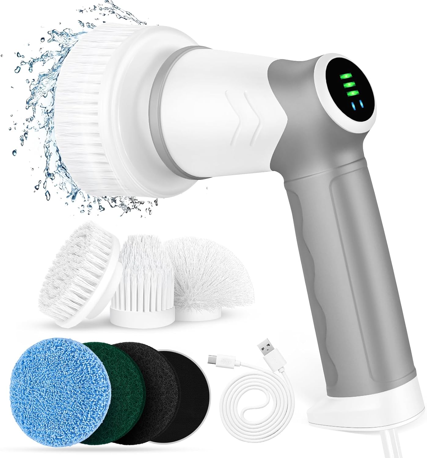 Electric Spin Scrubber,Cordless Electric Cleaning Brush with 2 Speeds Led Displa...