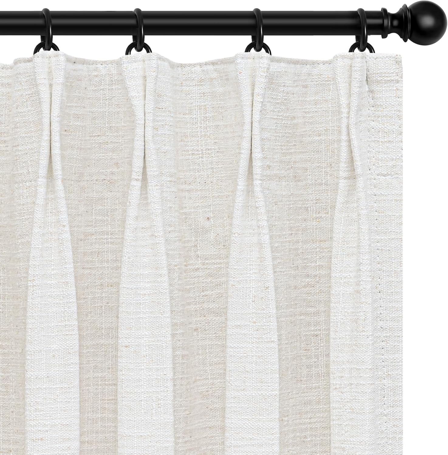 INOVADAY Pinch Pleated Curtains Blackout, Linen Pleated Blackout Curtains 96 inc...