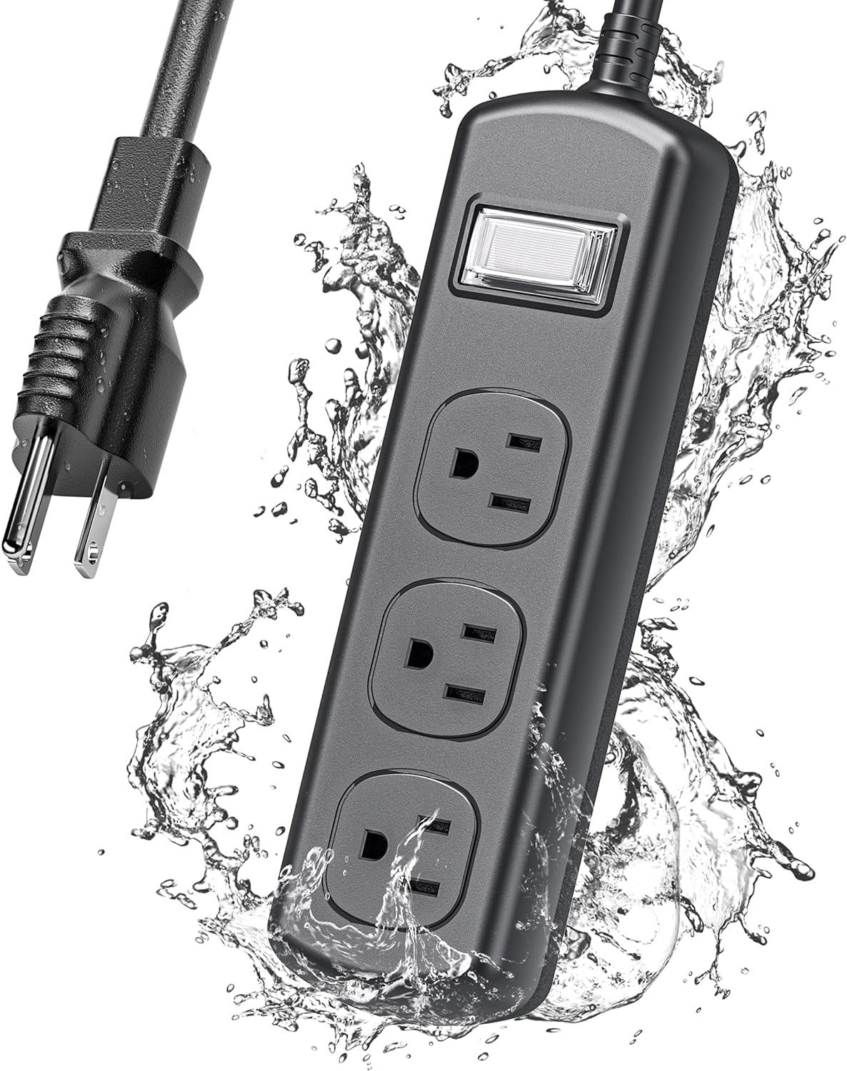 Outdoor Power Strip Weatherproof, 6 FT Extension Cord, Waterproof Surge Protecto...