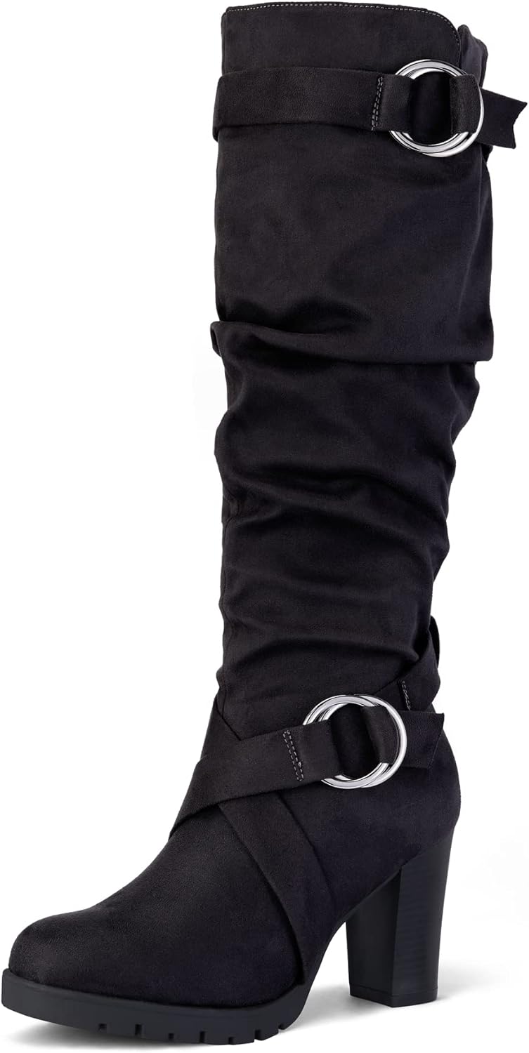 Exclusive mysoft Women's Knee High Boots, Chic Fashion Boots with Chunky Block H...