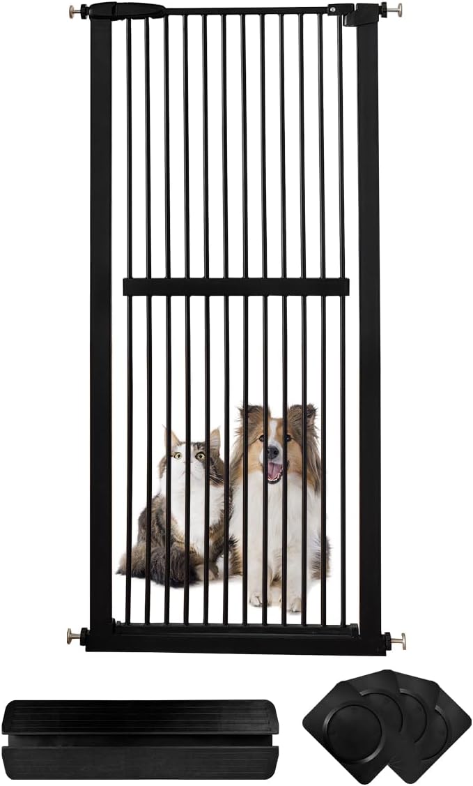 Lumizone Extra Tall Pet Gate 61.02" High Pressure Mounted 30.12"-34.05" Extra Wi...