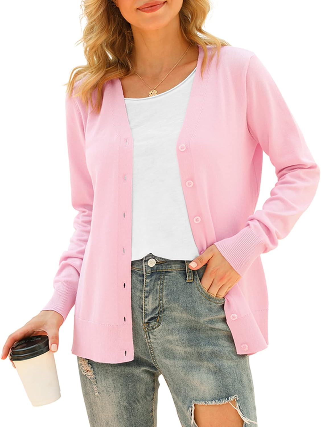 VIISHOW Women's V Neck Button Down Knitwear Long Sleeve Soft Basic Knit Cardigan...