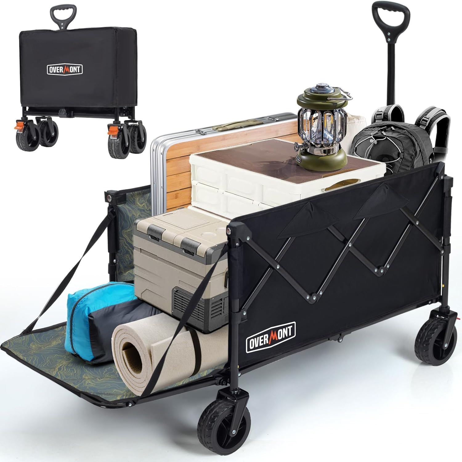 Overmont 200L Foldable Wagon Cart - 49.2" Extended Heavy Duty Collapsible Foldin...
