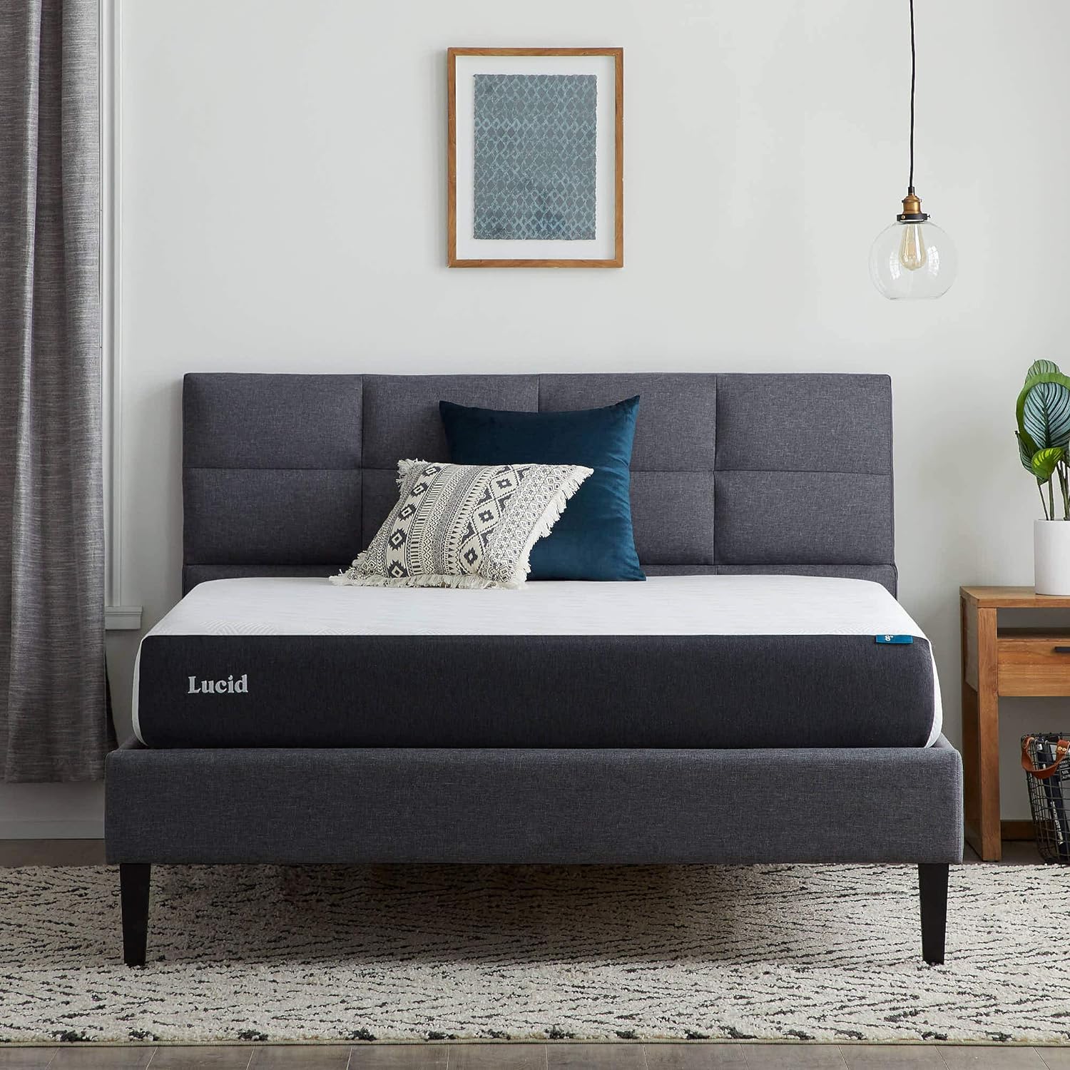 Lucid 8 Inch Queen Mattress - Plush Gel Memory Foam Mattress – Bamboo Charcoal F...