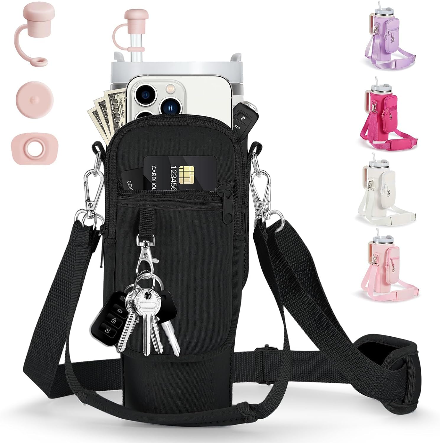 linmaya Water Bottle Carrier, Special Water Bottle Bag with Phone Pocket for Sta...