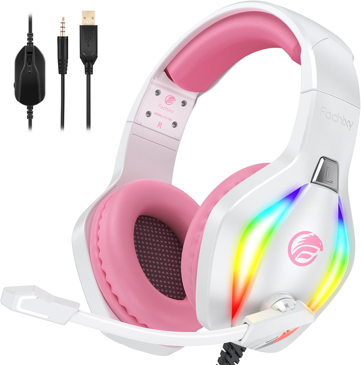 Fachixy FC100 Gaming Headset, Special RGB Headset for PS4/PC/Xbox/Nintendo Switc...