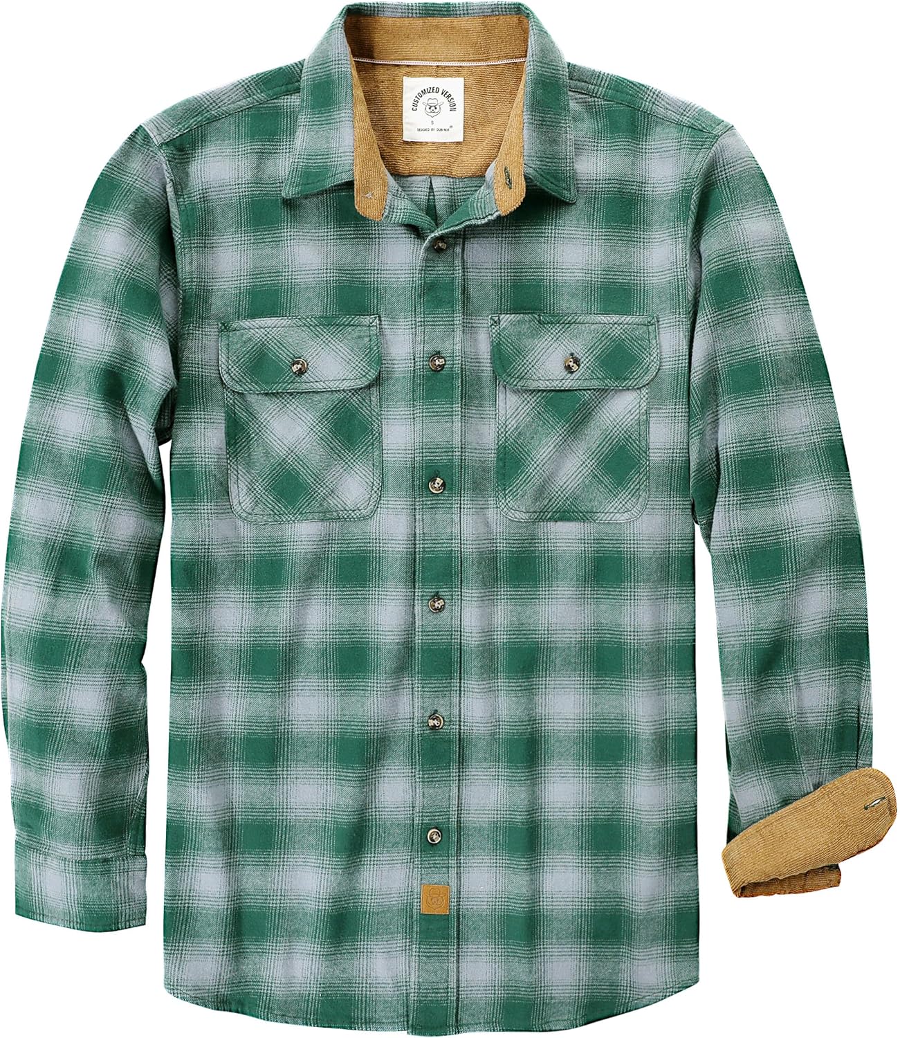 Dubinik® Mens Flannel Shirt Long Sleeve Button Down Plaid All Cotton Soft Brushe...