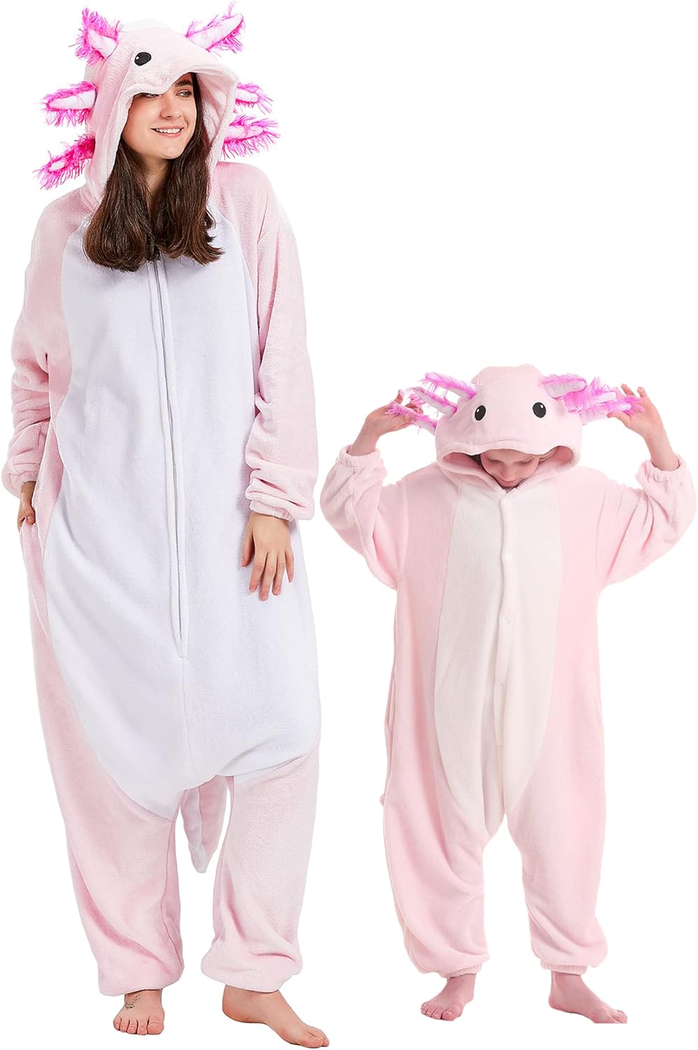 DELEY Unisex One Piece Tie Dye Axolotl Costume, Animal Adult Onesie Halloween Co...