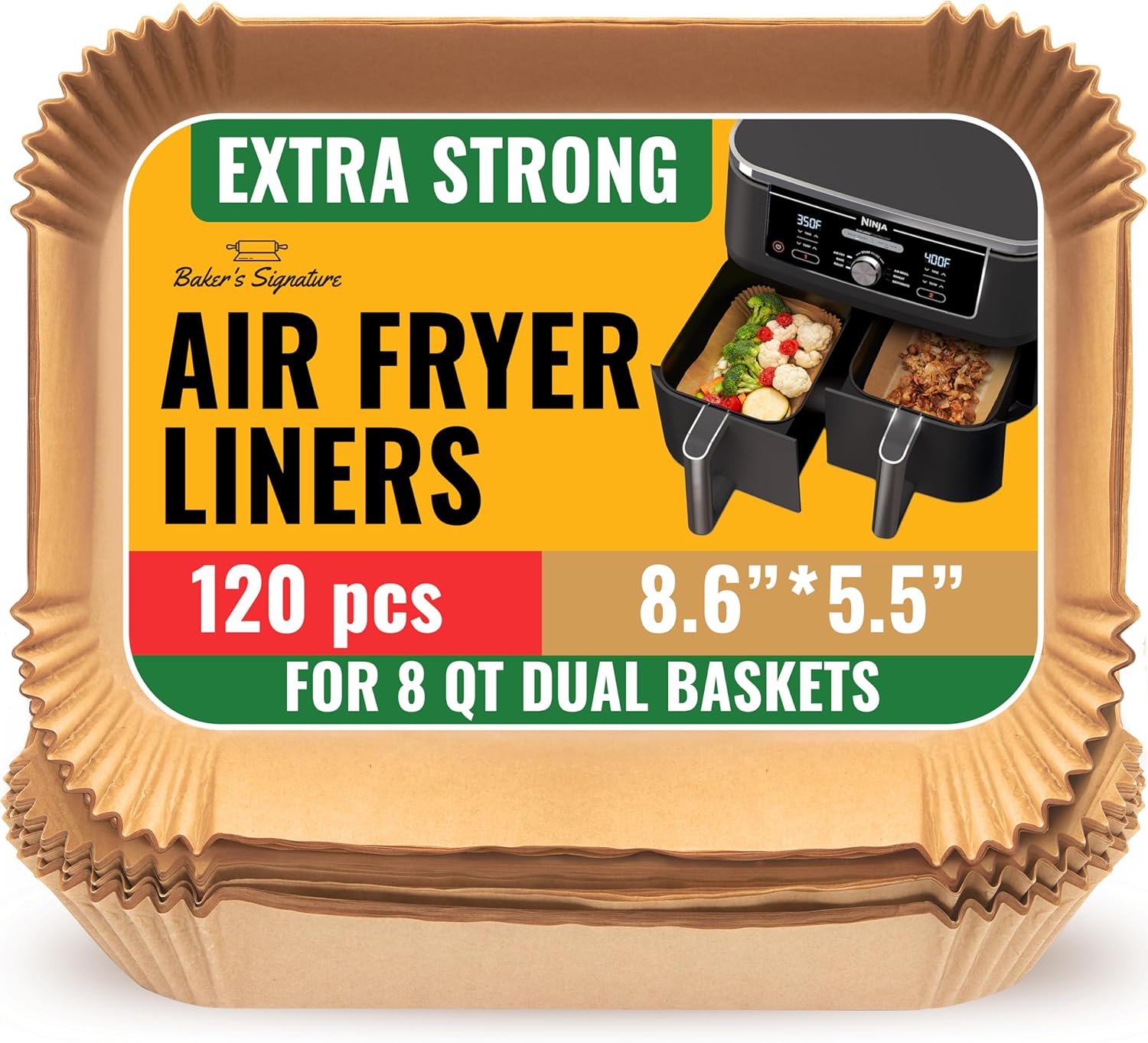 Air Fryer Liners for Ninja Foodi Dual – 120Pcs Dis...
