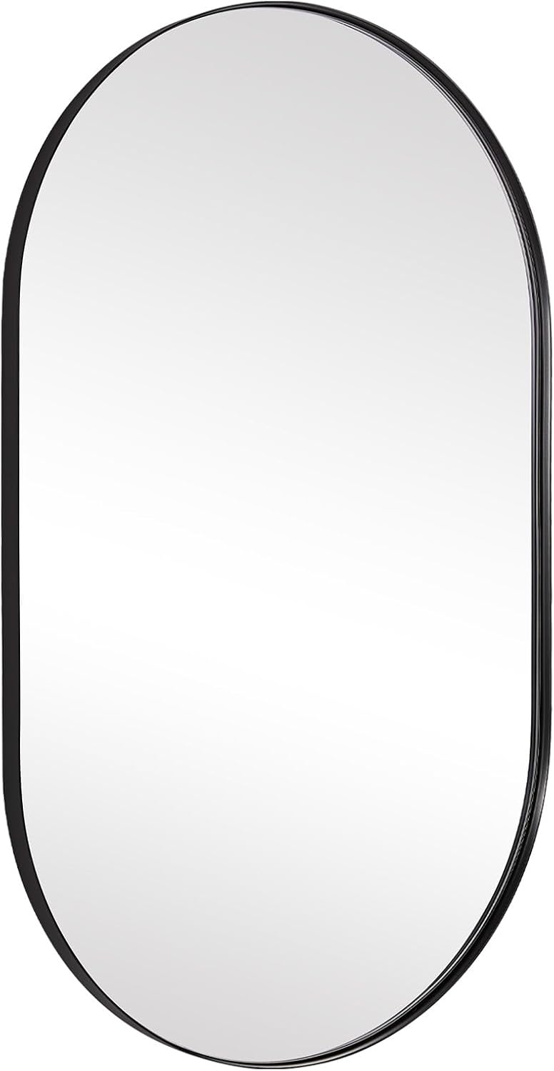 ANDY STAR Black Oval Mirror, Unique Oval Mirrors for Bathroom, Special Pill Shap...