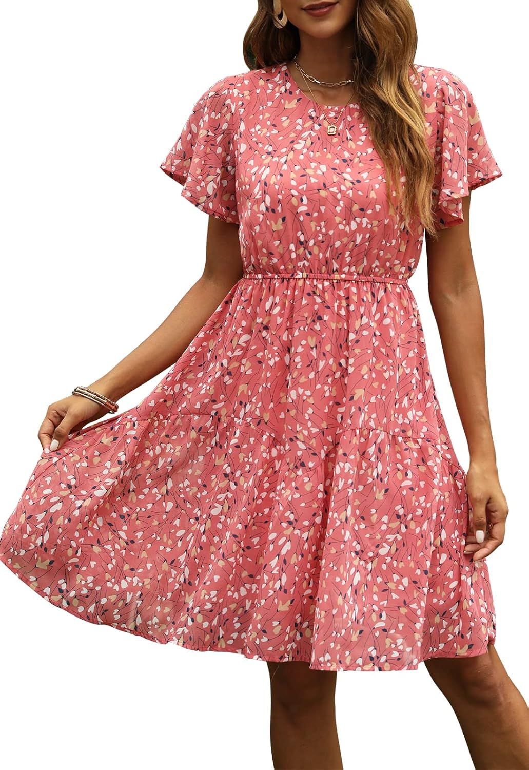 Women's Casual Summer Boho Dress, Special Manydress Chiffon Floral Print Dress,...