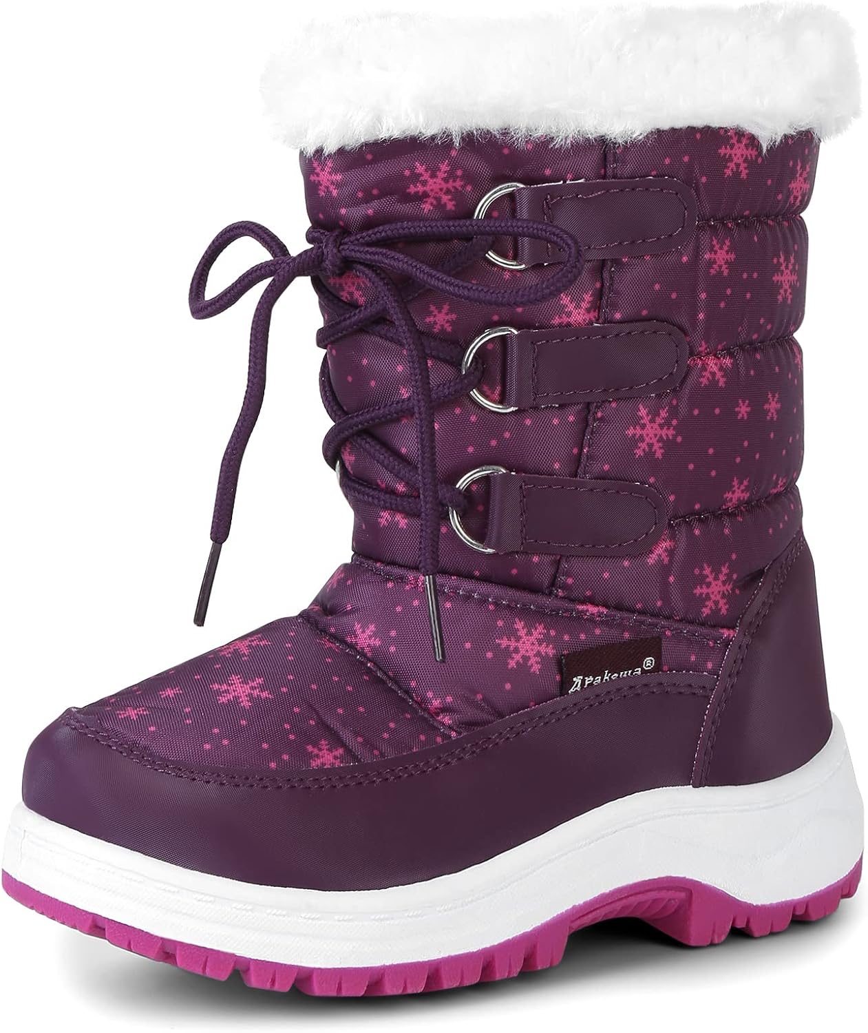 Apakowa Kids Girls Insulated Fur Winter Warm Snow Boots (Toddler/Little Kid) 5 T...