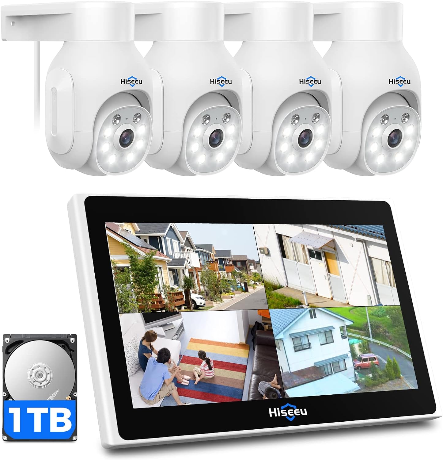【PTZ+10CH Monitor】Hiseeu 5MP Wireless Security Camera System,10'' Monitor 10CH...