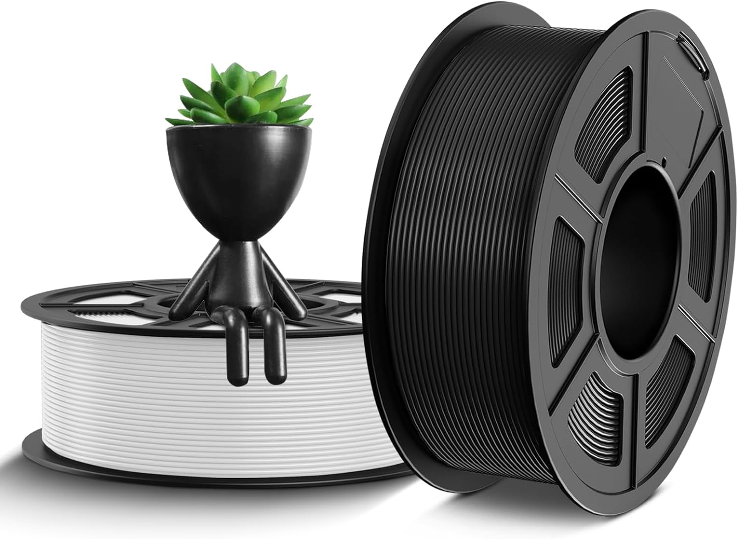 TECBEARS PETG Filament 1.75mm Black+White 2KG, Strong Toughness PETG 3D Printer...