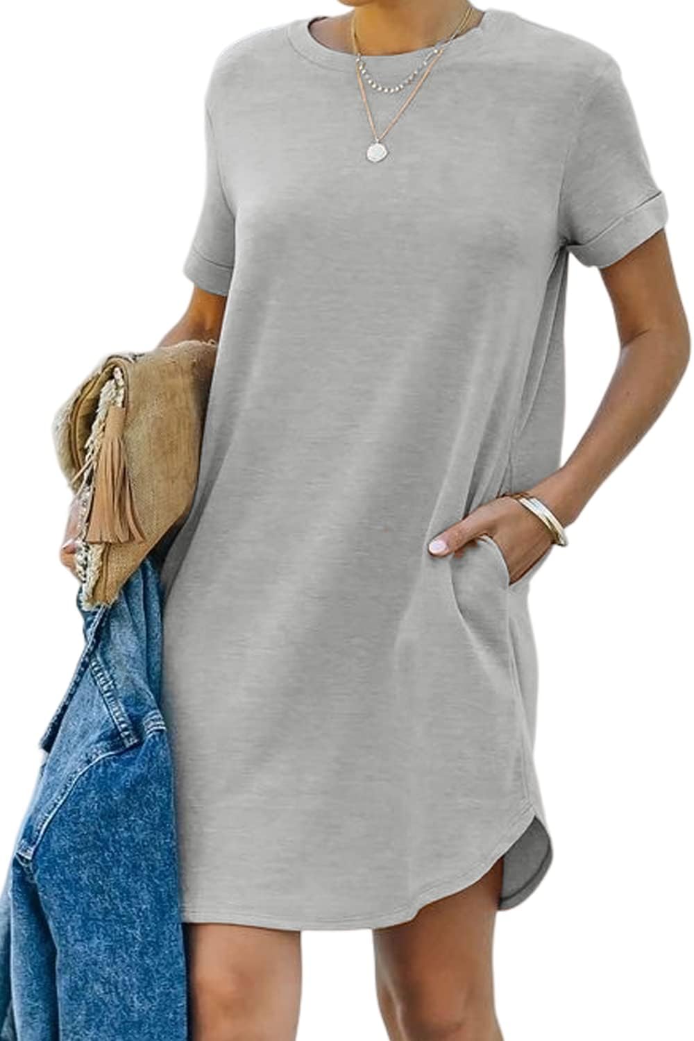 YEXIPO Women's Casual Summer Short Sleeve T Shirt Dress Nightgown Crew Neck Loos...