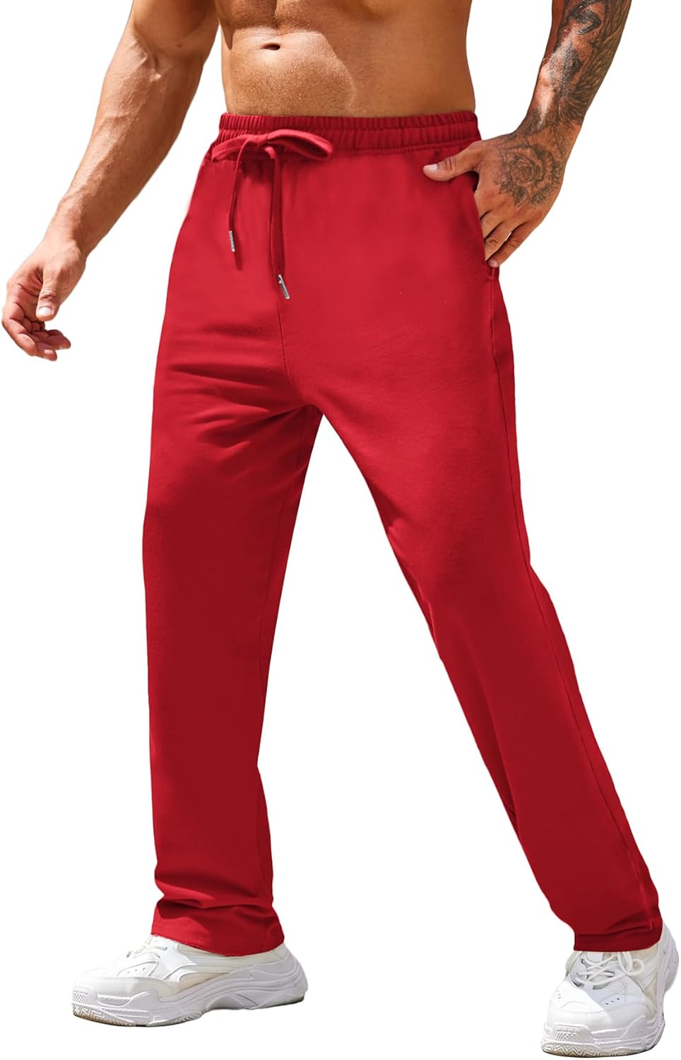 COOFANDY Men's Cotton Sweatpants Open Bottom Lounge Pants Lightweight Casual Jog...