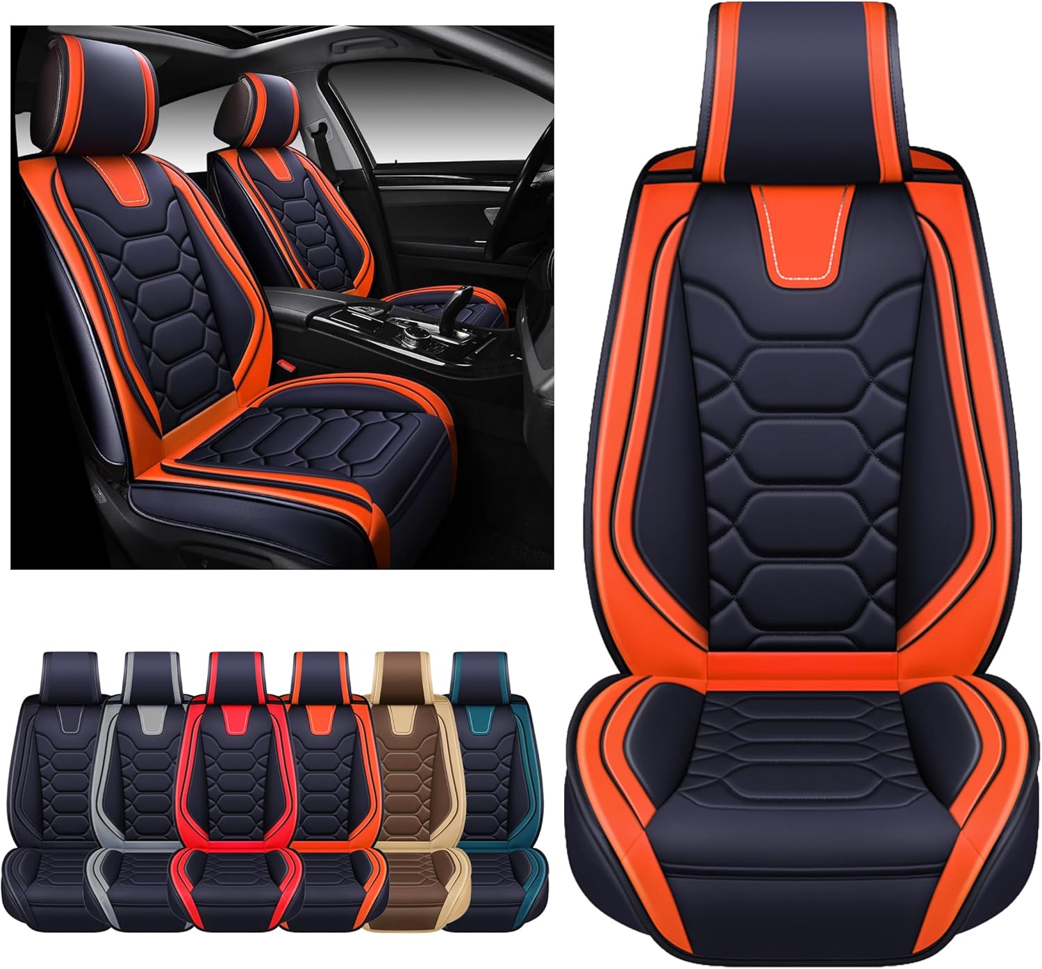 OASIS AUTO Car Seat Covers, Premium Waterproof Faux Leather Cushion, Special Uni...