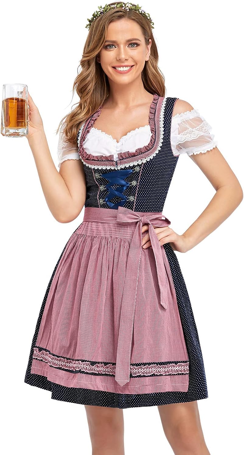 Oktoberfest Costumes, Unique Women's Dirndl Dresses 3 Pcs, Traditional German Ok...