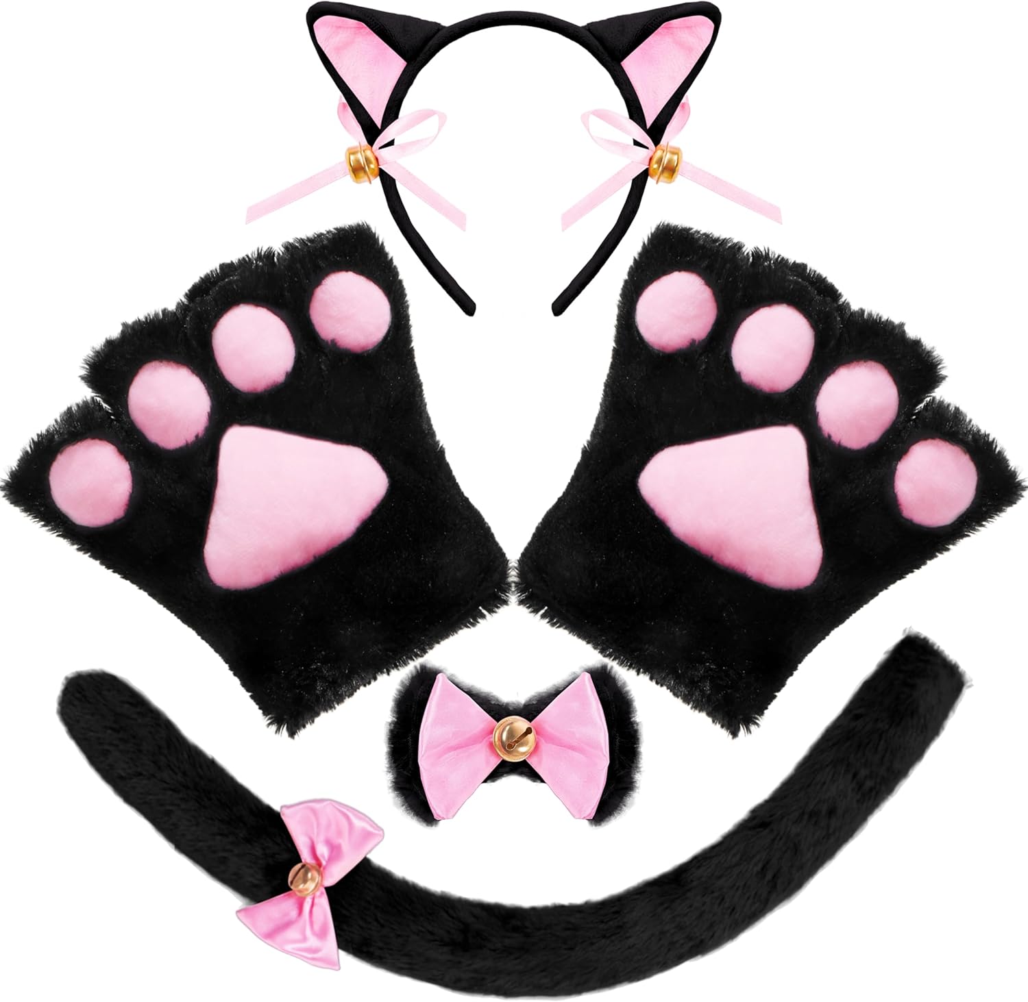 Spooktacular Creations Costume Accessories, Special 5 Pcs Set with Cat Ears Head...