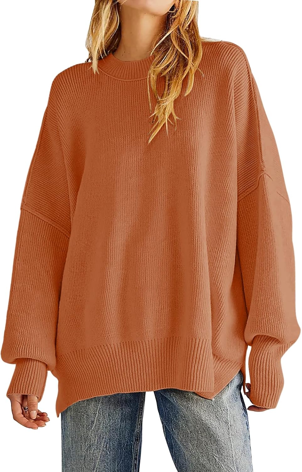 Women's Oversized Crewneck Sweaters, Special Batwing Long Sleeve Sweaters, Innov...