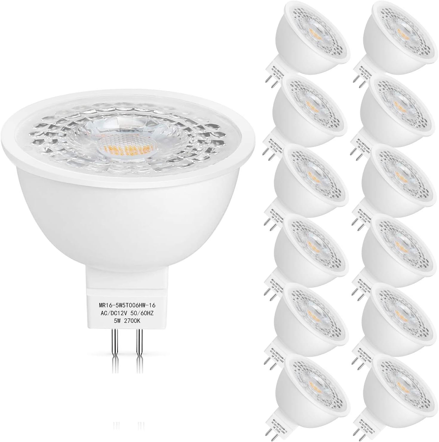 Mlambert 12 Pack MR16 LED Bulbs 50W Halogen Equivalent,2700K Warm White,5W GU5.3...