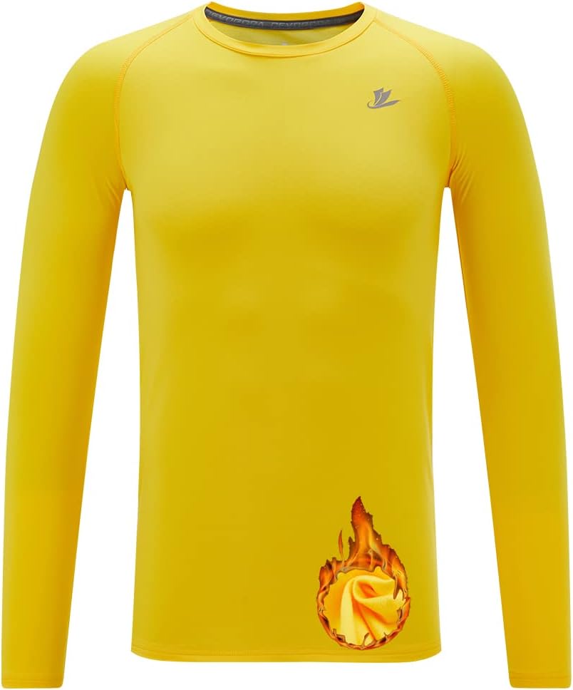 DEVOROPA Youth Boys Compression Thermal Shirt Long Sleeve Fleece Baselayer Socce...