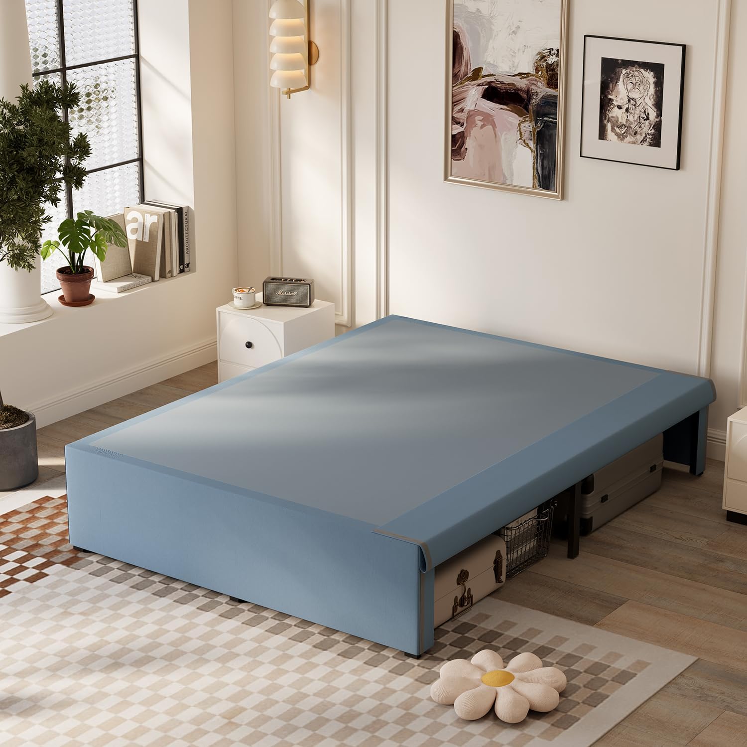 ALDRICH King Size Platform Bed Frame with Fabric Cover 14 Inch,Metal Platform Be...