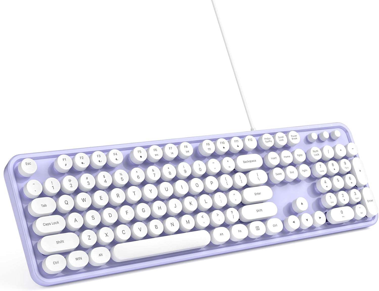 Computer Keyboard, Special Wired Plug and Play USB Retro Round Typewriter Keyboa...