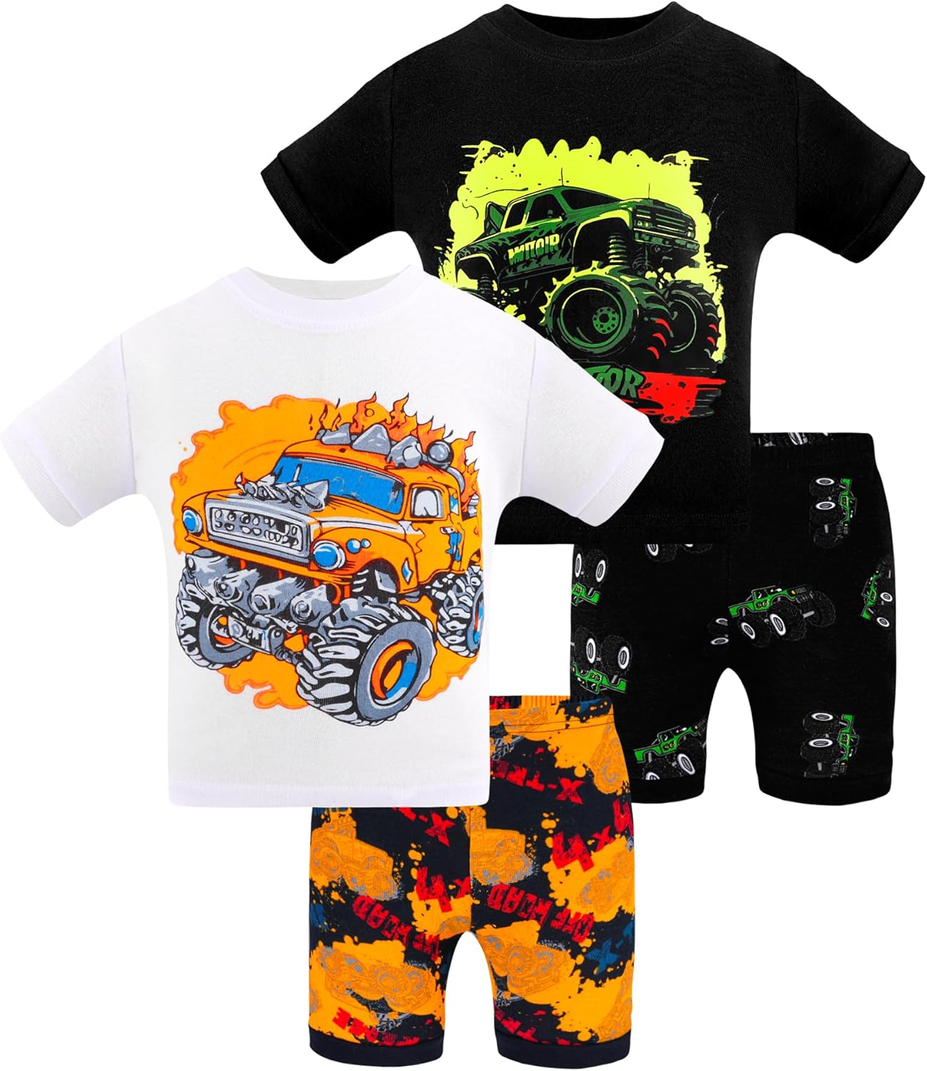 DAUGHTER QUEEN Boys Pajamas 4 Pieces Short Set 100% Cotton Sleepwear Size 18 Mon...