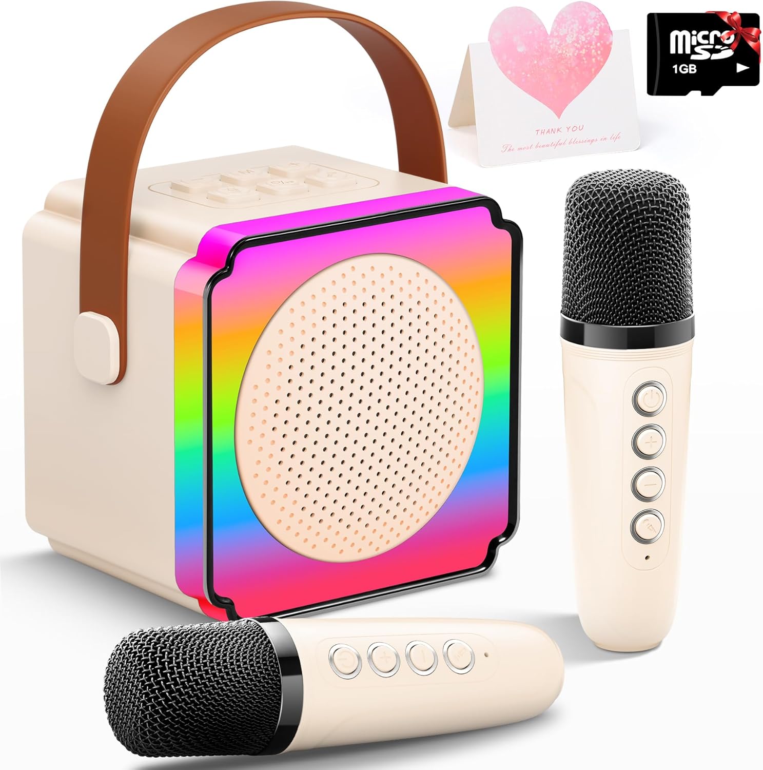 Gontence Karaoke Machine Toy for Kids with 2 Microphones, Gift Card, TF Card, Ma...
