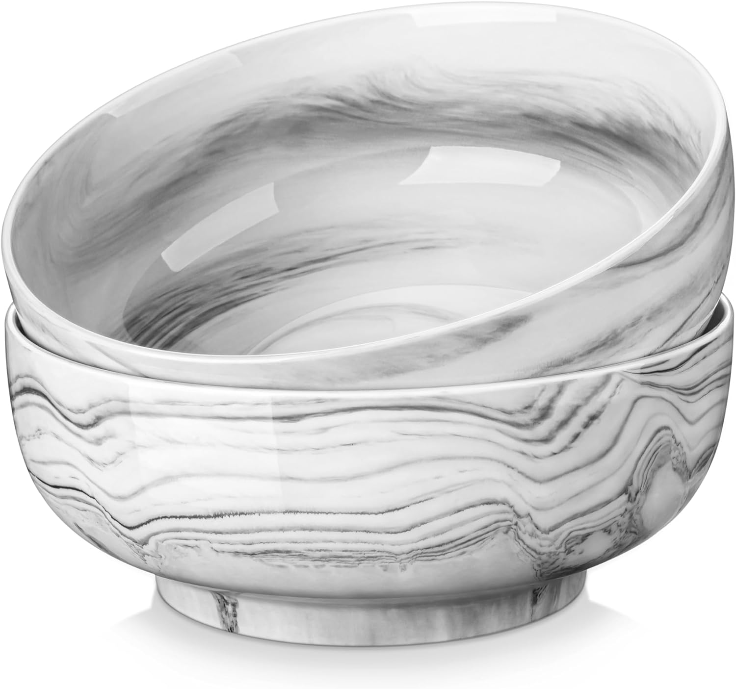 MALACASA Bowls Set of 2, 3400ML Large Serving Bowl, Porcelain White Salad Bowl S...