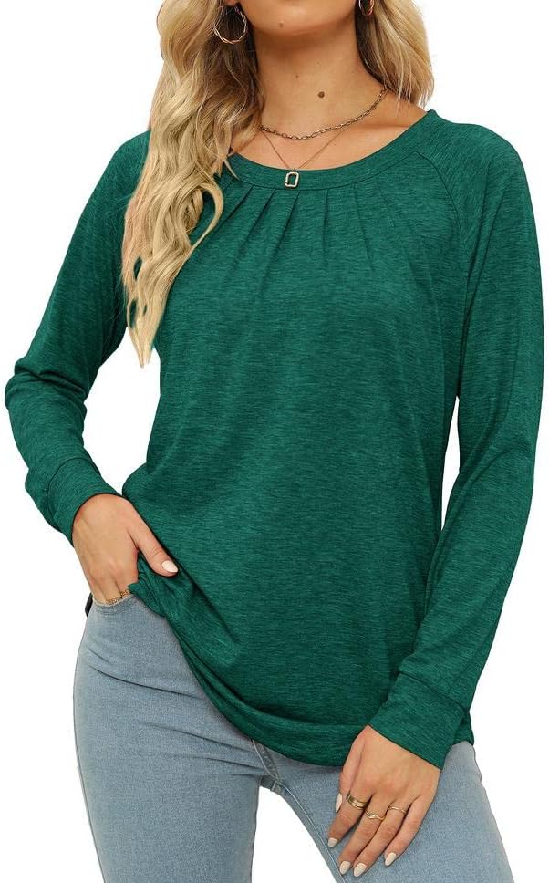 Womens Tops, Unique Long Sleeve Crew Neck Shirts, Special Loose Casual Blouse, I...
