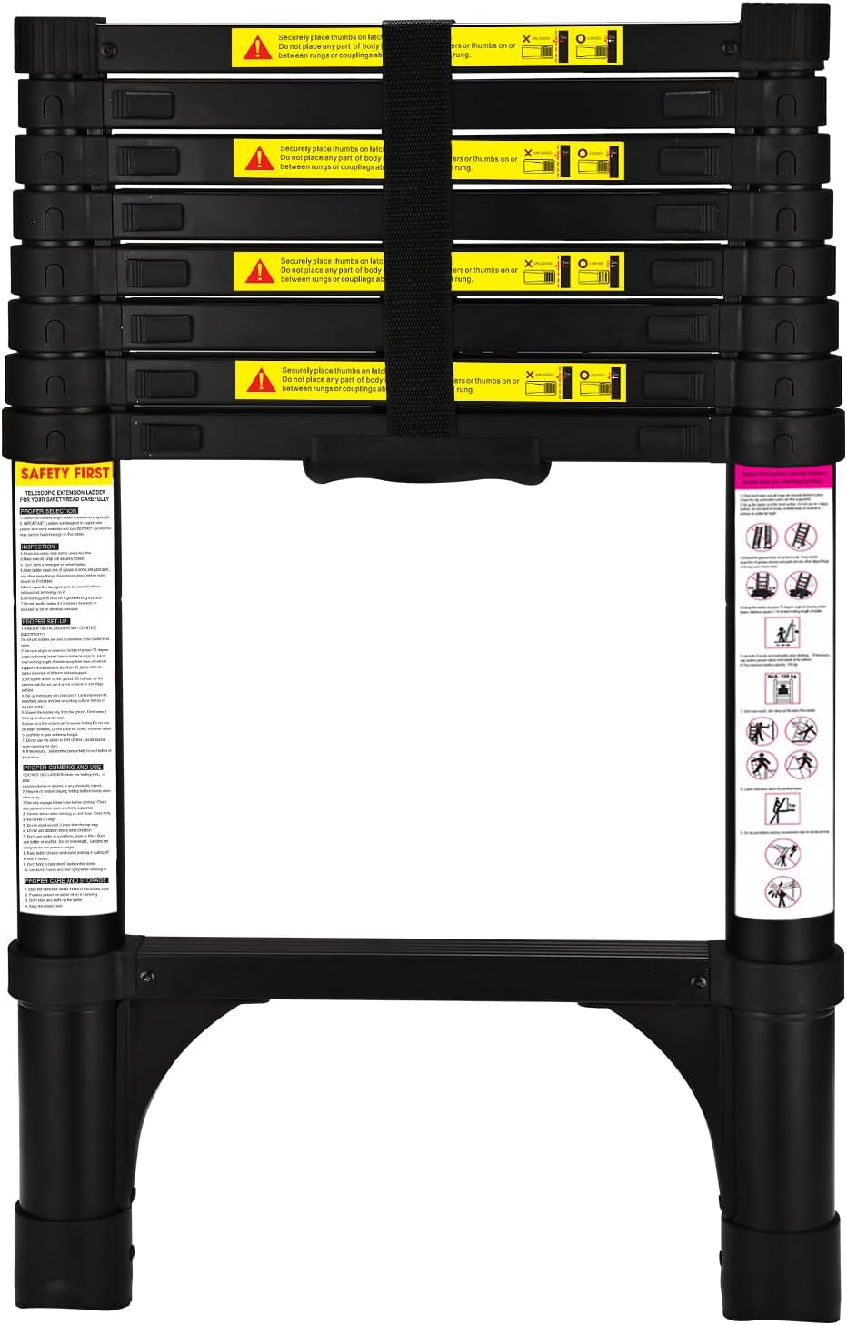 HBTower Telescopic Ladder with Non-Slip Feet, 2.6M/8.5FT Thickened High-Strength...