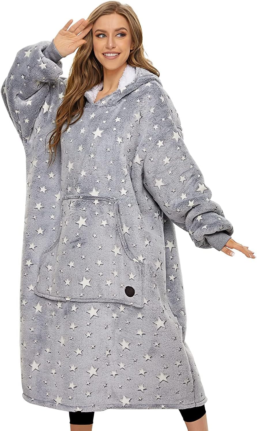 THREE POODLE Wearable Blanket Hoodie, Glow in The Dark Oversized Hoodie Blanket,...