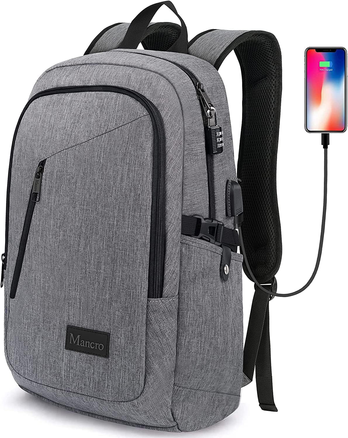 Mancro Laptop Backpack for Travel, Anti-theft Laptop Backpack for Men Business B...