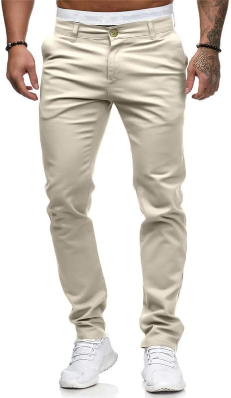 and Affordable HUNGSON Mens Chinos, Special Slim Fit Stretch Pants, High-Quality...