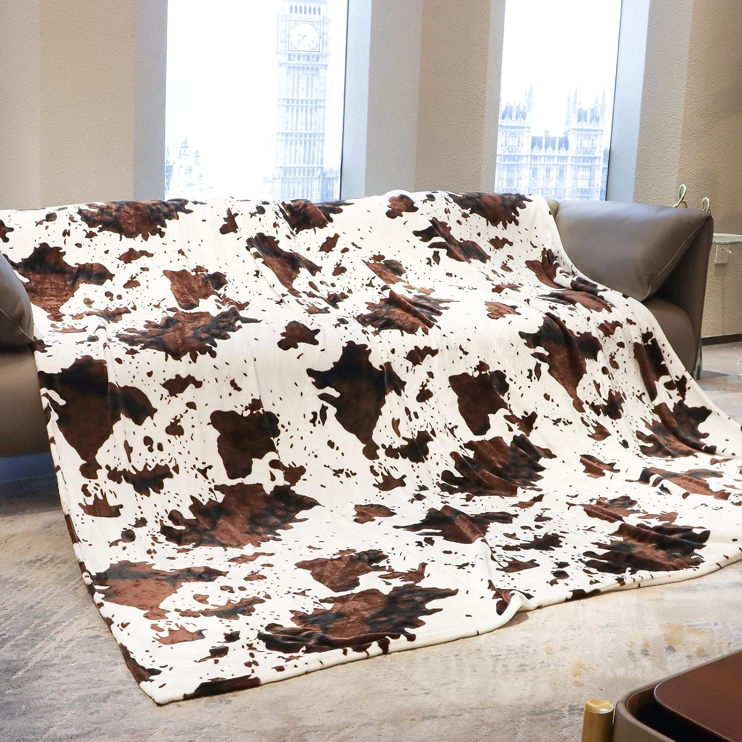 Flannel Fleece Cow Print Blanket, Special Super Soft Cozy Plush Cow Blankets, Hi...