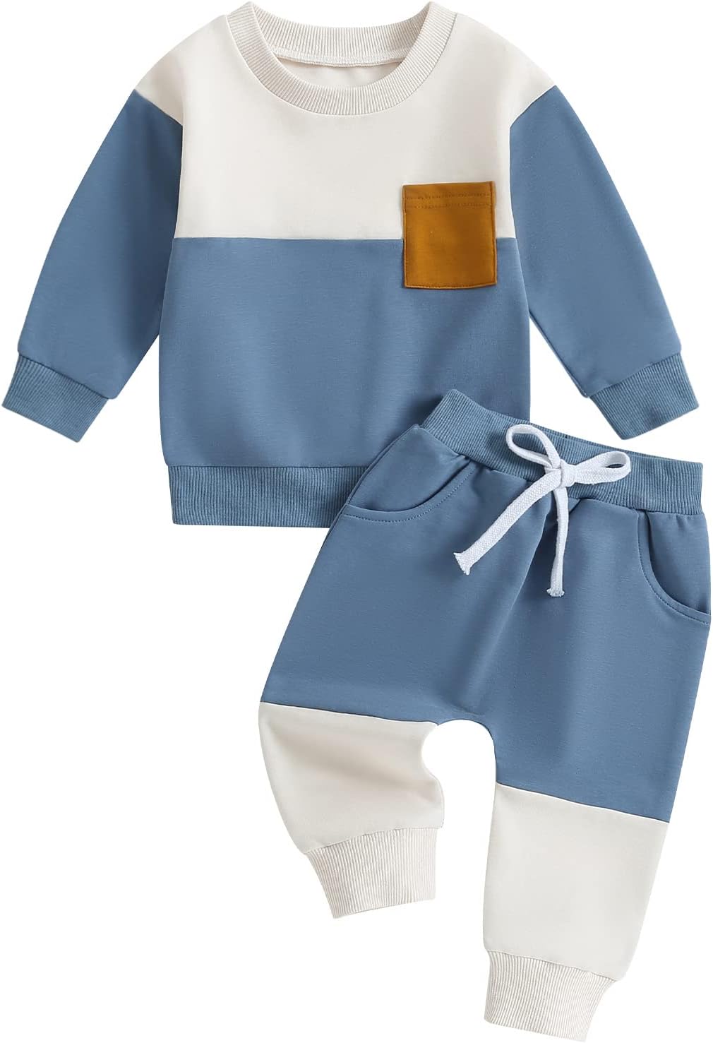 Kupretty Toddler Baby Boy Fall Winter Clothes, Special Color Block Long Sleeve S...