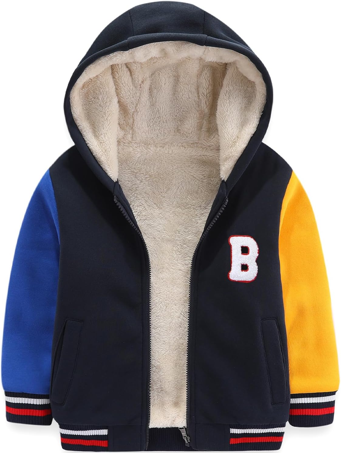 Bumeex Kids Boy's Girl's Sherpa Fleece Lined Jacket 2-14Y(Toddler/Kid) 2T Navy/B...