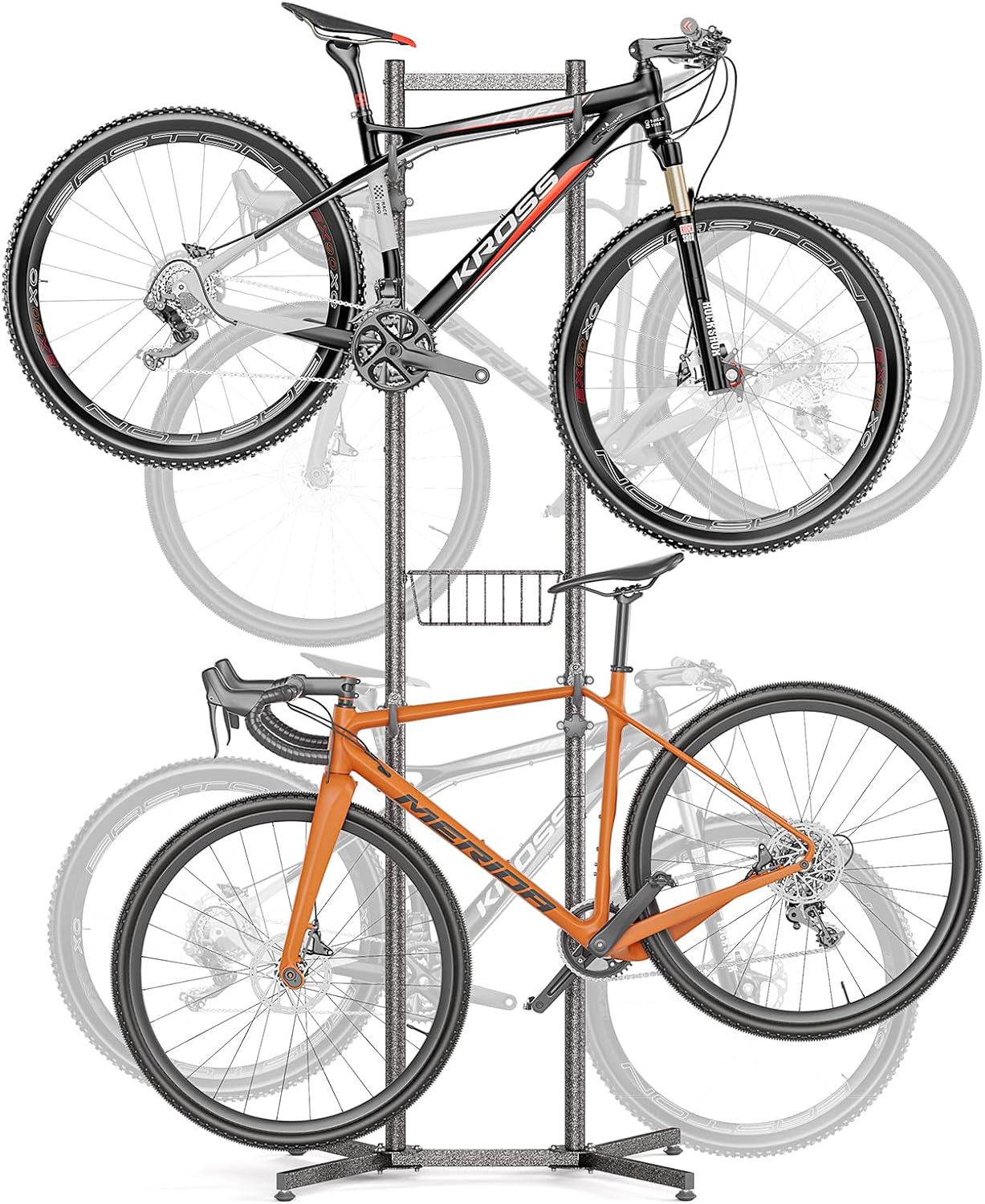 2-/4-Bike Storage Rack with Basket - Bike Rack Garage for Road, Mountain and Hyb...