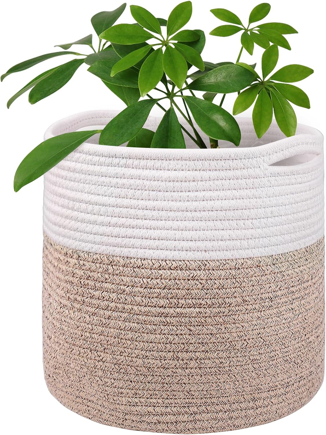 tenn well 30cm Indoor Pot for Plants with Liner, Cotton Woven Storage Basket Lar...
