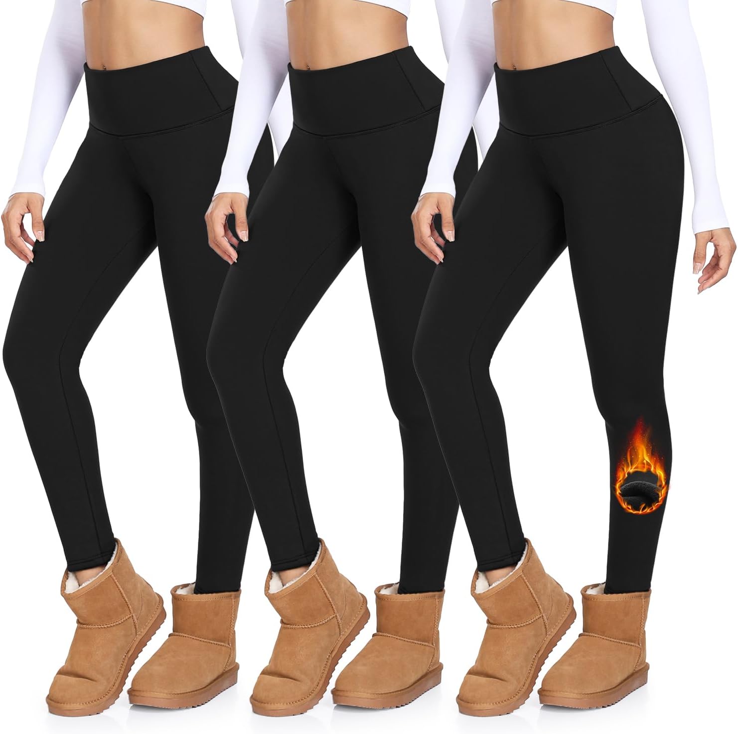 MOREFEEL 3 Pack Thermal Fleece Lined Leggings, Spe...