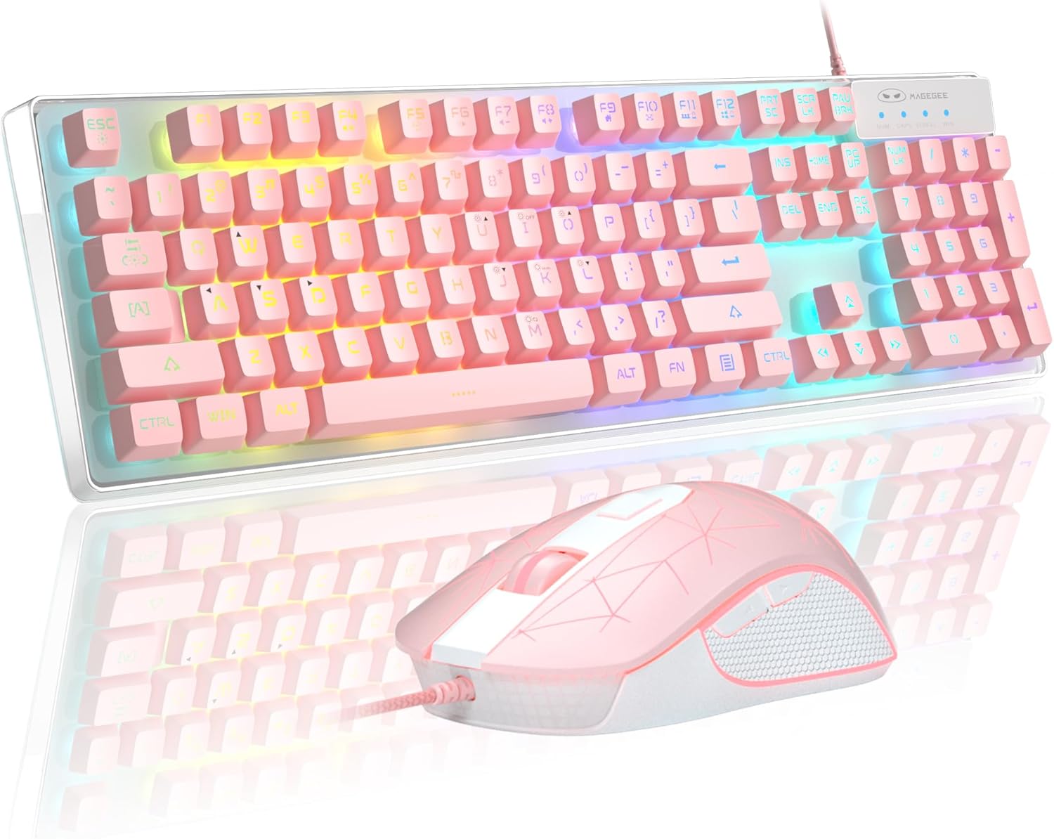 Gaming Keyboard and Mouse Combo, MageGee K1 RGB LED Backlit Keyboard with 104 Ke...