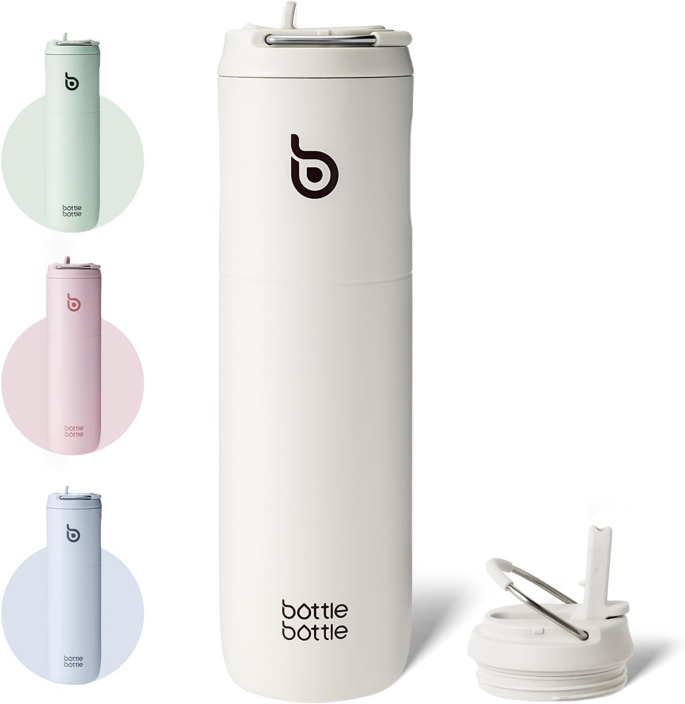 BOTTLE BOTTLE Insulated Water Bottle 24oz with Straw Lid and Handle for Sports T...