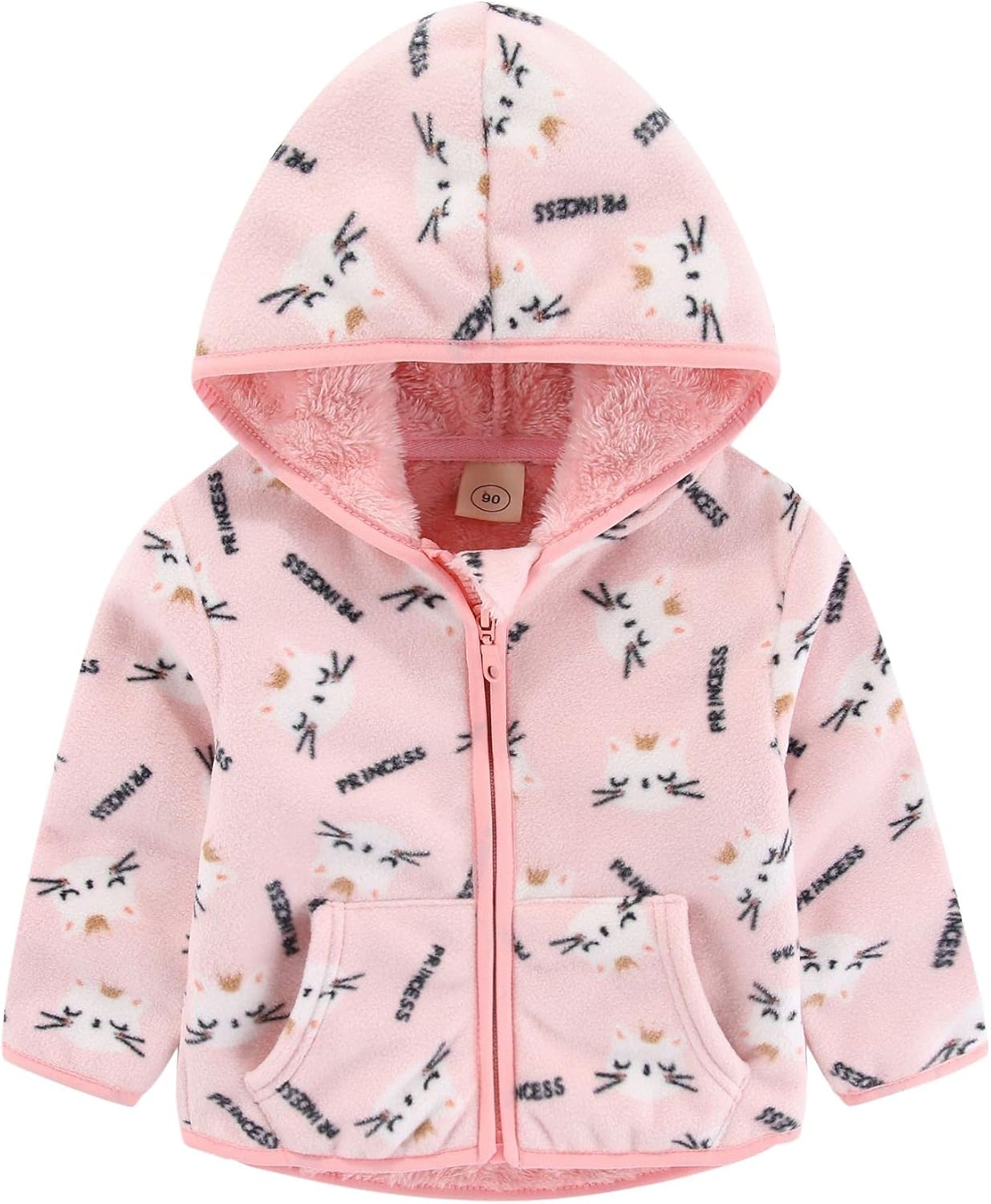 Feidoog Toddler Fleece Jacket Baby Boys Girls Hooded Waterproof Zipper Long Slee...
