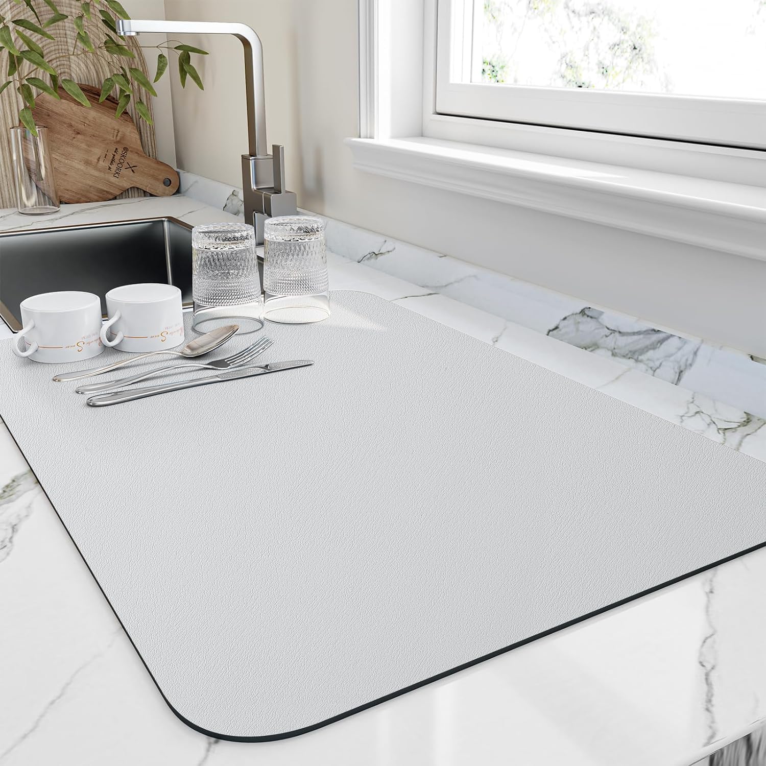 Dish Drying Mat, Special Drainer Mats for Kitchen Counter, Unique Heat Resistant...